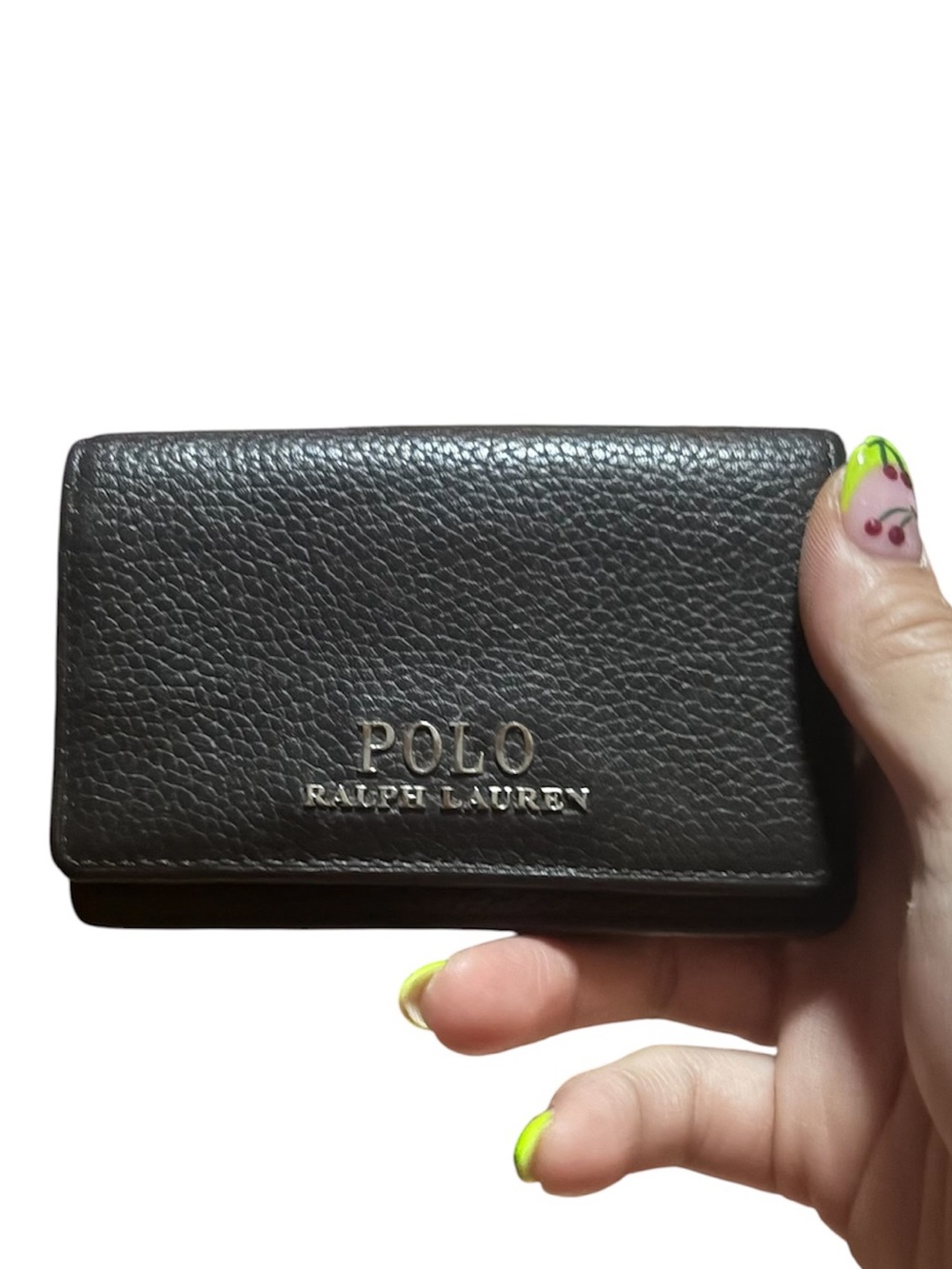 Polo by Ralph Lauren Dark Brown Pebbled Leather Card & Key Holder